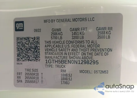 2022 GMC Canyon 2Wd Elevation Standard from USA, damaged, VIN 1GTH5BEN0N1298295